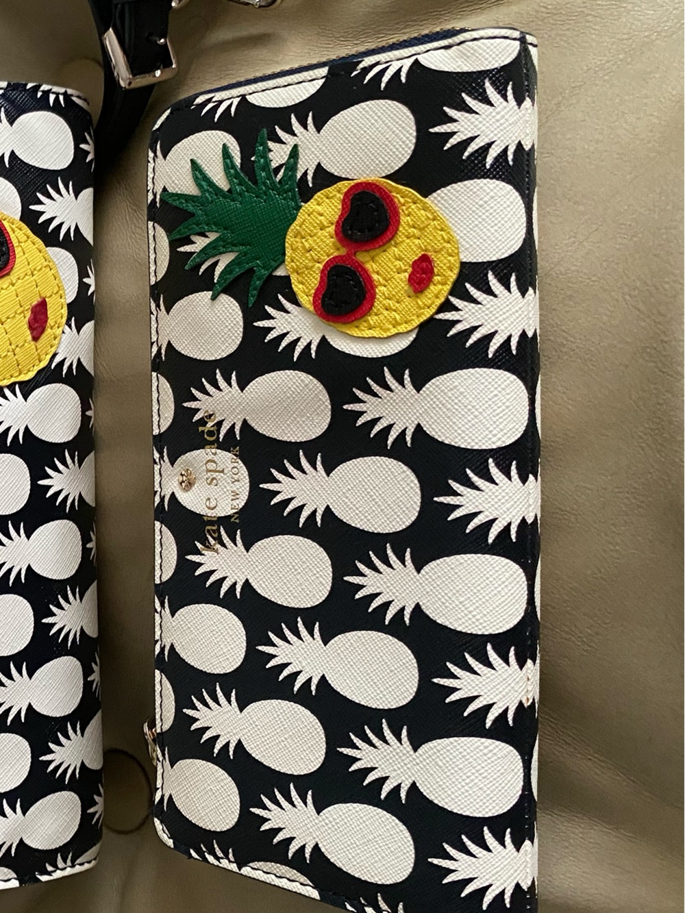 RARE Kate Spade Pineapple Print Wallet Aloha Hawaii Applique NO BAG